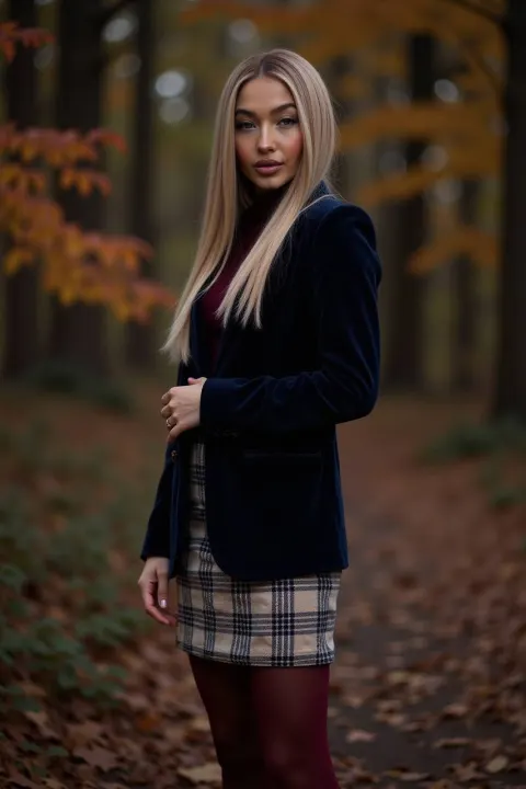 Blonde Woman Autumn Forest