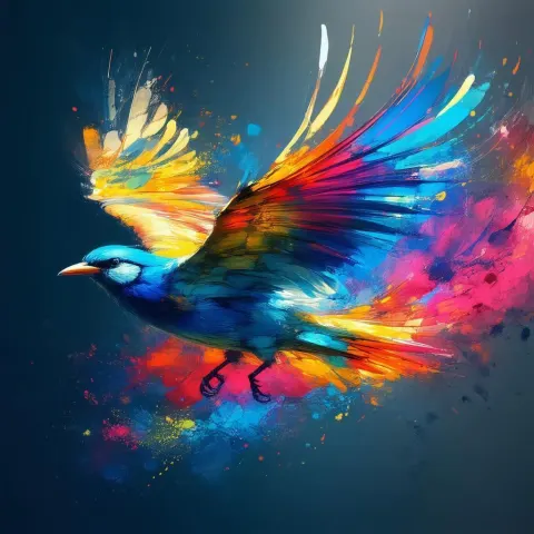 Manga Bird Soaring With Explosive Motion Lines