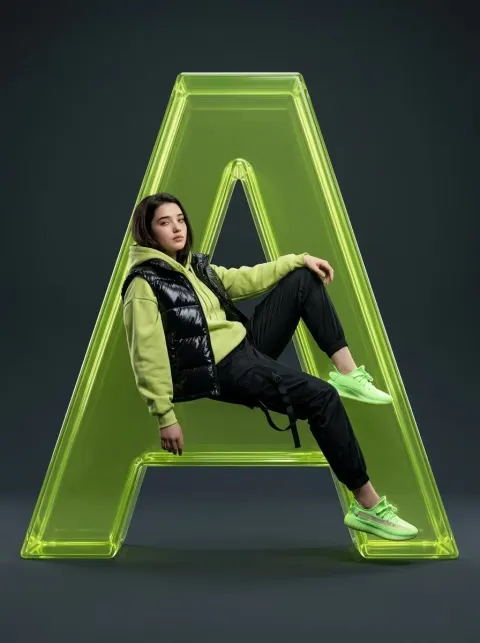 Neon Glass Fashion Portrait Shoot