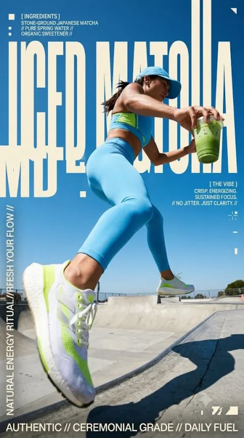 Iced Matcha Editorial Action Poster