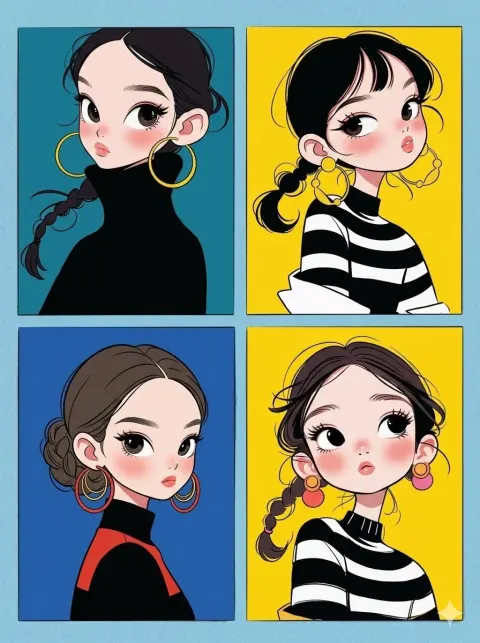 Korean Webtoon Chibi Grid Art