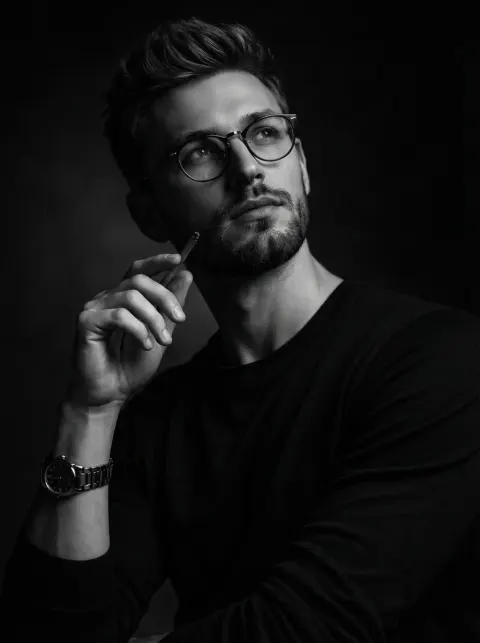 Dramatic Black and White Portrait