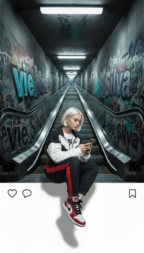 3D Nike Girl Breaks Instagram Frame