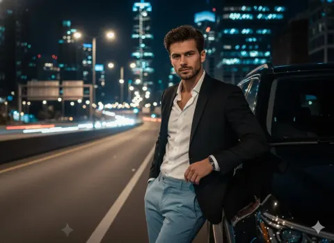 Cinematic Urban Luxury Man Portrait