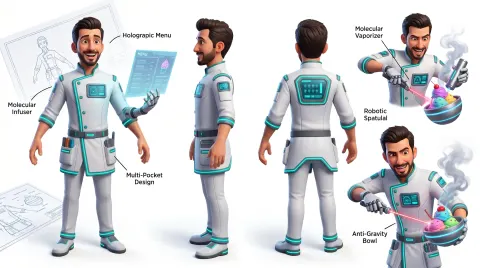 Pixar Futuristic Dessert Scientist Chef