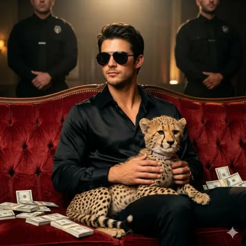 Luxury Man with Cheetah Portrait