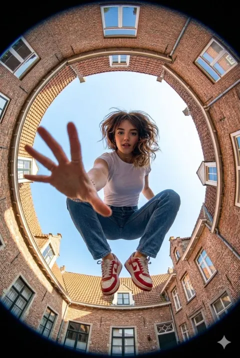Fisheye Street Portrait Jump