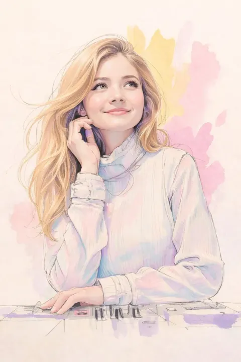 Soft Pastel Watercolor Portrait