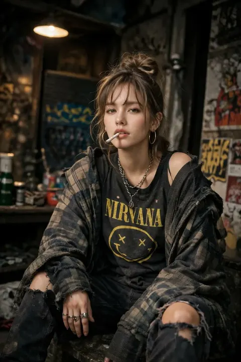 Defiant Woman Gritty Urban Portrait