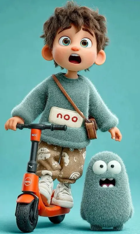 Cute Boy on Electric Scooter