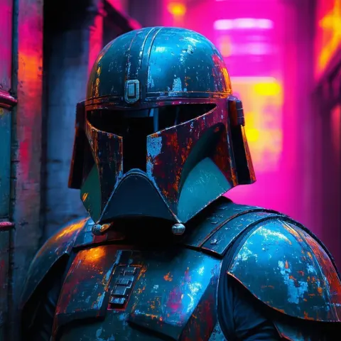 Weathered Star Wars Armor in Neon Glow