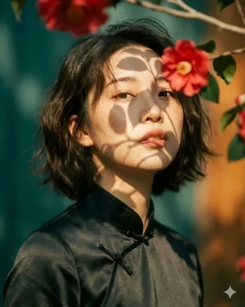 Elegant Cheongsam Garden Portrait