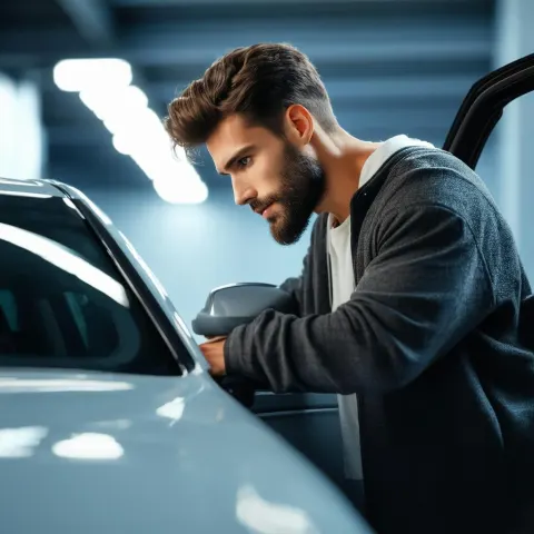 Man Entering a Car in Hyperreal 3D