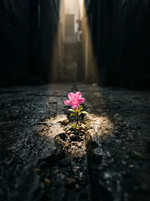 Life Blooming in Concrete Shadow