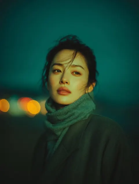 Cinematic Night Portrait of Woman