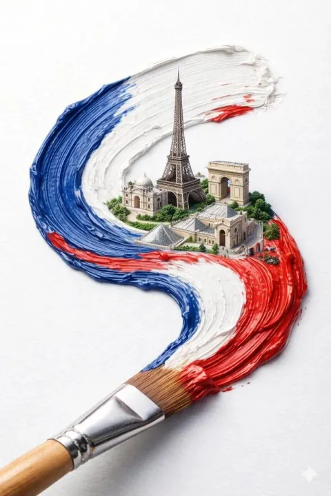 Macro Brush Paints Flag Art