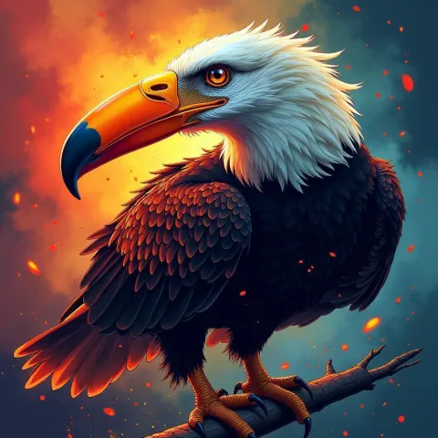 Manga Eagle With a Vibrant Toucan Beak
