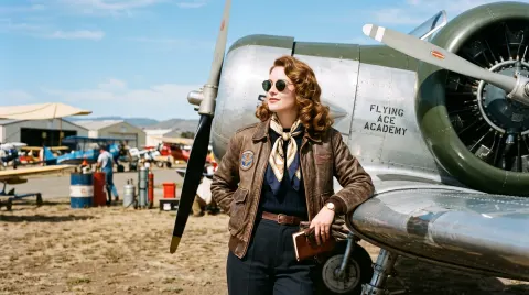 Retro Aviator Woman Portrait
