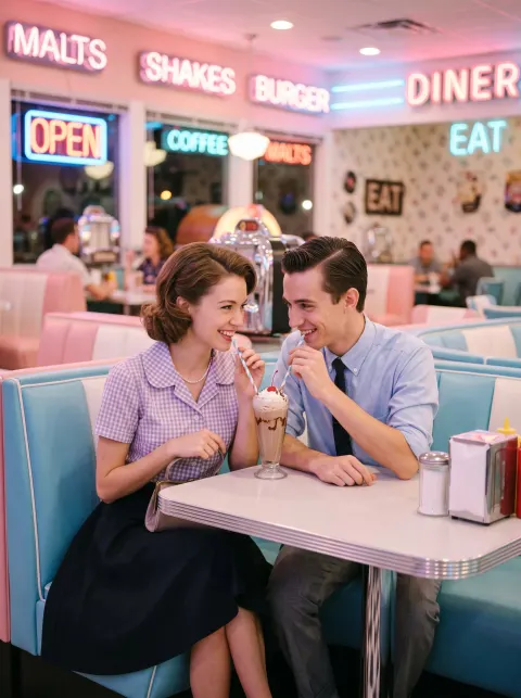 1950s Diner Couple Portrait