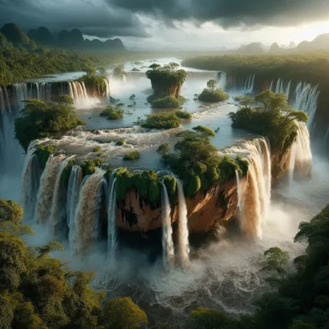 Realistic Floating Islands with Waterfalls