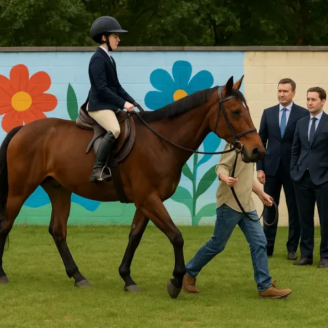 Person Leads a Brown Horse