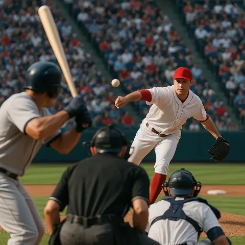 Baseball Pitcher Throws the Ball Towards a Batter
