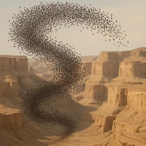 Vast Flock of Migratory Birds Forms a Dynamic