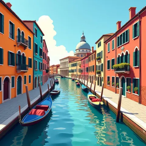 Venetian Canal Charm in Digital Illustration