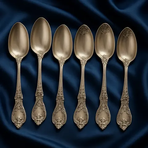 Six Antique Silver Serving Spoons