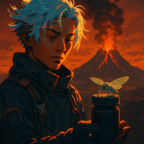 Cyberpunk Caregiver with Glitching White Hair