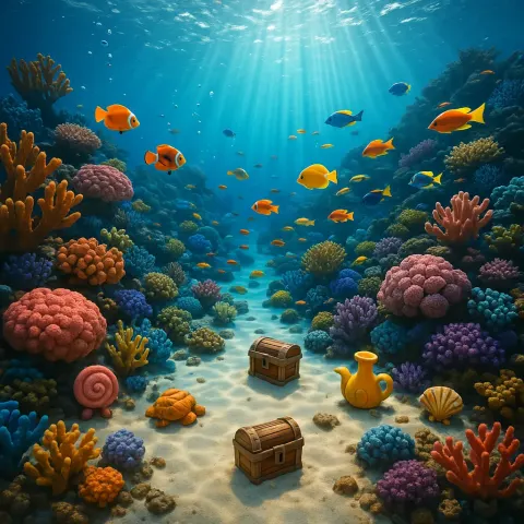 Breathtaking View of a Coral Reef Ecosystem Beneath the Waves