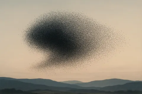Vast Flock of Thousands of Starlings Forms