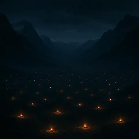 Many Distant Campfires Twinkle Like Fallen Stars Across a Vast