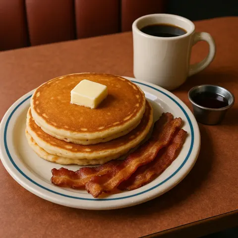 Plate of Pancakes Topped with Butter