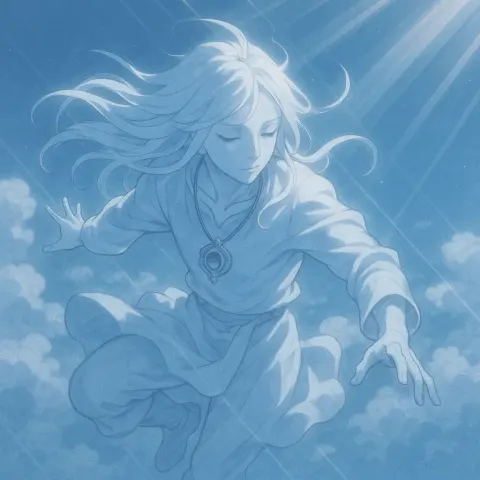 Ageless Mythical Anime Manga-style Figure Is Captured Mid-dynamic Action Pose