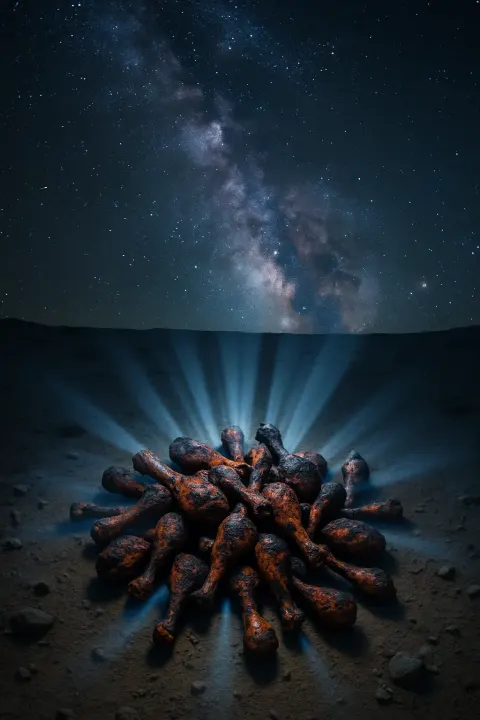 Chaotic Cluster of Charred Drumsticks