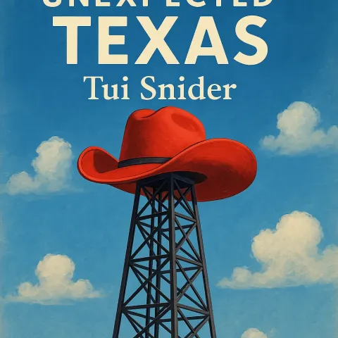 Texas Oil Derrick Adorned with a Red Cowboy Hat