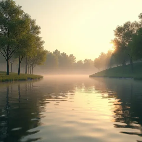 Tranquil Lakeside Reflections in Octane 3D