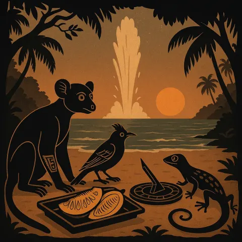 Egyptian-style Silhouetted Indri