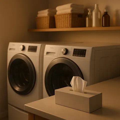 Simple Rectangular Tissue Box Sits on a Countertop