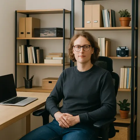 Person Seated in an Office Chair near a Desk