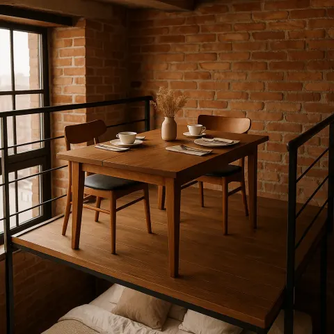 Picture Featuring a Loft Design with a Cozy Bed