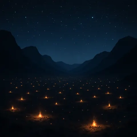 Countless Distant Campfires Twinkle Like Fallen Stars