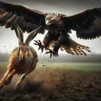 Eagle Chasing Hare in Dynamic Action
