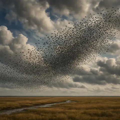 Vast Flock of Migrating Birds Forms a Dynamic