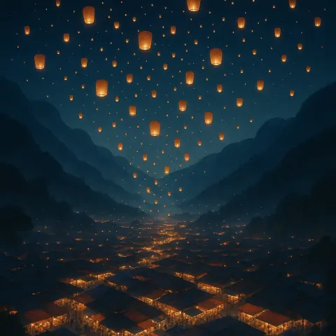 Innumerable Glowing Lanterns Ascend