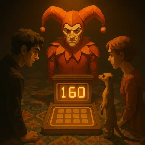 Rigidly Posed Jester with a Prominent Headpiece on a Pedestal