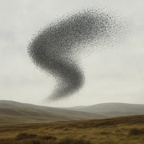 Immense Flock of Starlings Forms a Dynamic