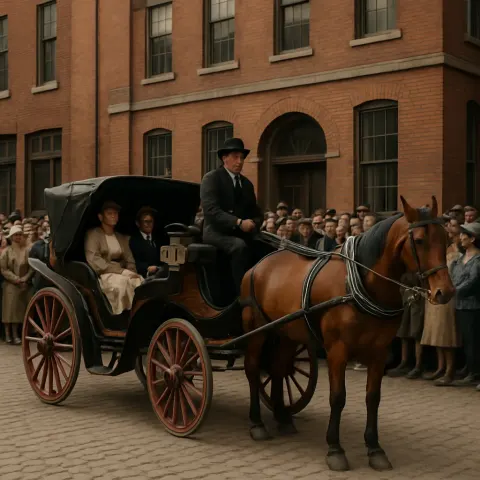Horse-drawn Carriage with a Man