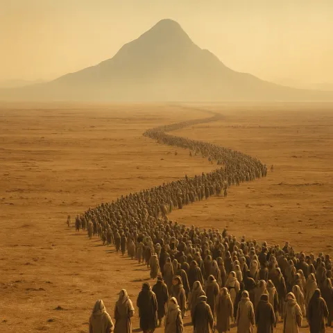 Thousands of Distant Pilgrims Form a Winding Procession